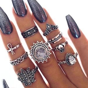 Vintage Bohemian Style Knuckle Rings Set